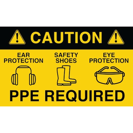 5S Supplies PPE Required Beyond this Point - Floor Sign 30in x 18in PPE REQUIRED-FLOOR SIGN
